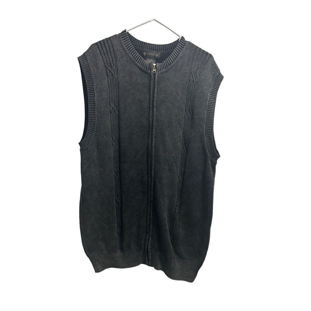 F/X Fusion XLT Full Zip Sweater Vest Weathered Grey 100% Cotton